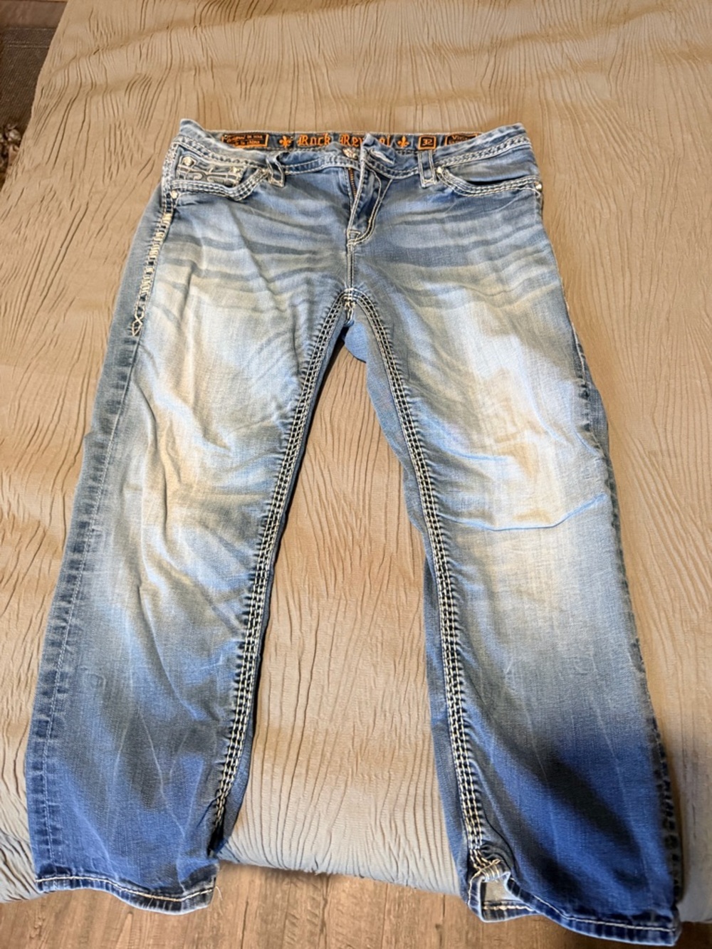 Rock Revival Light Blue Embroidered Back Pocket Jeans - Picture 2 of 3